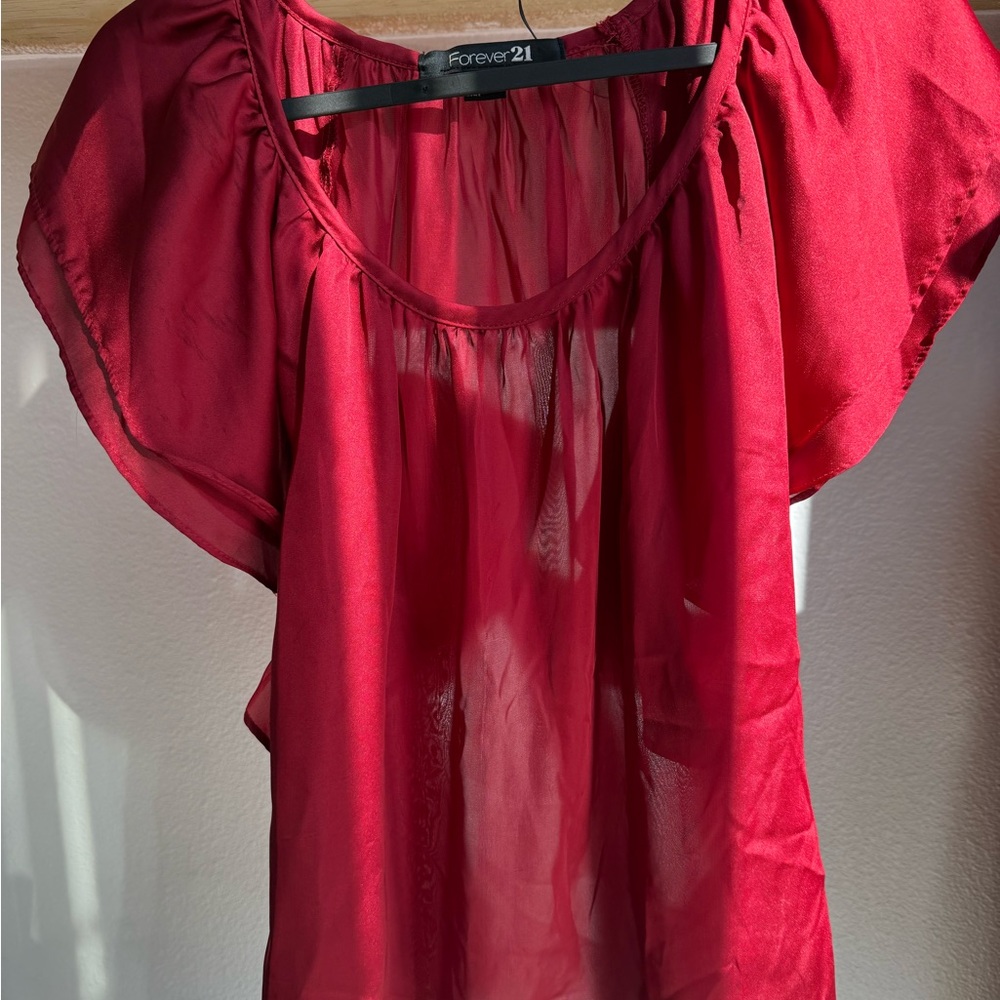 Forever 21 Red Sheer Blouse